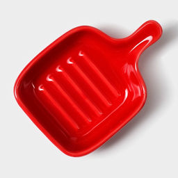 Соусник Доляна «Сковорода», 50 мл, 10.5×7.2 см, с ручкой, керамика, красный