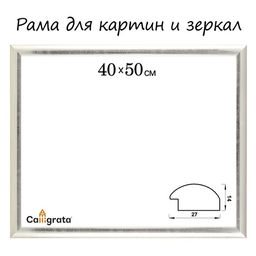 Рама для картин (зеркал) 40×50×2.7 см, пластиковая, Calligrata 6472, серебристая