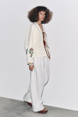 100% LINEN EMBROIDERED KIMONO - Zara фото 2