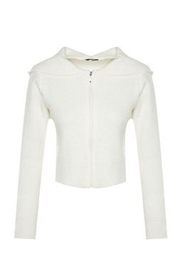 TRENDYOLMILLA Ekru Crop Kapusonlu Buklet Triko H?rka TWOAW24HI00370  фото 5