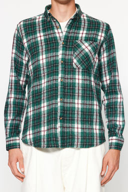 TRENDYOL MAN Yesil Slim Fit Oduncu Ekose Dugmeli Yaka K?sl?k Gomlek TMNAW22GO0045 - Trendyolmilla фото 5