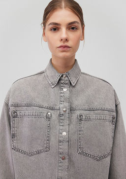 Pia Iconic Gri Denim Jean Gomlek - Mavi фото 6