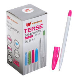 Цена за 50 шт. Ручка шариковая WH-229, 1.0 мм, стержень синий, с цветным колпачком