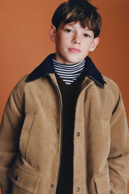 BENSIMON ® X ZARA DOUBLE COLLAR QUILTED CORDUROY JACKET WITH DETACHABLE LEATHER