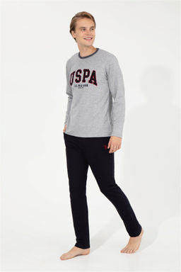 Erkek Gri Melanj Pijama Tak_m_ Sepette S_rpriz _ndirim - U.s. polo assn фото 2