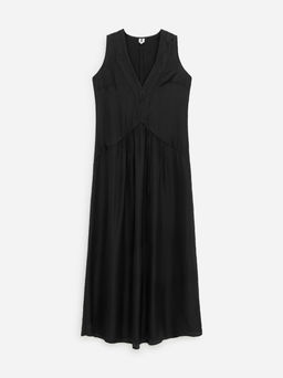 Vestido maxi con detalle de organza