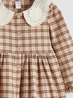 Bebe Yaka Ekose Flanel K?z ?ocuk Elbise