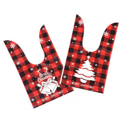 Цена за 50 шт. Пакет полиэтиленовый подарочный новогодний, с ушками Клетка красная, 13?23 см