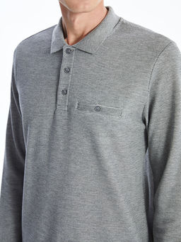 Polo Yaka Uzun Kollu Erkek Sweatshirt
