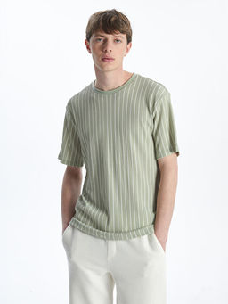 Bisiklet Yaka K?sa Kollu ?izgili Erkek Ti??rt