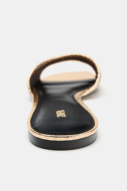 SANDALIA PLANA TRENZADA / Oro - Zara фото 4