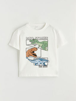 Bisiklet Yaka Dinozor Bask?l? Erkek ?ocuk Ti??rt