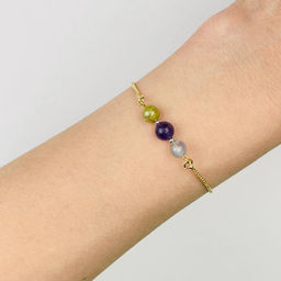 Браслет регулируемый для Овна из Граната, Аметиста и Лабрадора