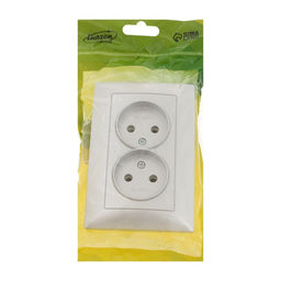 Розетка Luazon Lighting «Антей», 10 А, скрытая, IP20, двухместная, без заземления, серебристая