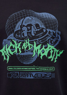 Rick and Morty Bask?l? Siyah Sweatshirt - Mavi фото 7