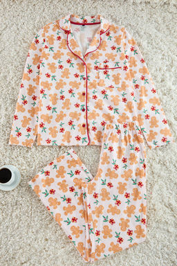 Trendyolmilla Mavi %100 Pamuklu Y?lbas? Temal? Orme Pijama Tak?m? THMAW22PT1204  фото 5