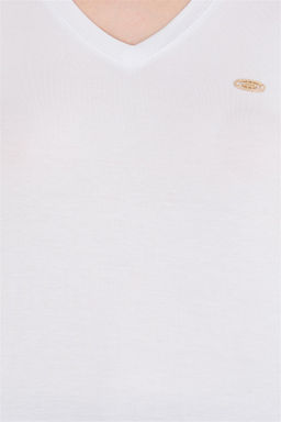 Женская белая базовая футболка с v-образным вырезом Неожиданная скидка в корзине - U.s. polo assn фото 6