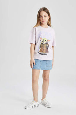 Футболка с круглым вырезом и короткими рукавами для девочек Звездные войны-Мандалорец - Defacto фото 5