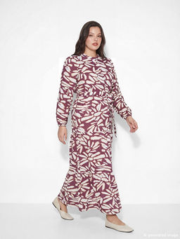 Hakim Yaka Desenli Ku?akl? Katkat Elbise