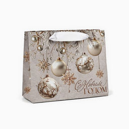 Цена за 4 шт. Пакет подарочный новогодний крафтовый «С Новым годом», шары, S 15 х 12 х 5.5 см