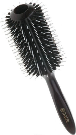 Dewal Брашинг для волос с натуральной щетиной / Деревянная BR2070, 38/72 мм, черный  фото 2