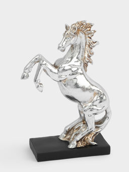 Статуэтка, 15 см, полирезин, серебристая, Конь на дыбах, Horse