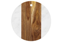 Доска для разделки и сервировки 30*30*1,3 см Белая круглая, мрамор/акация - Elan gallery фото 7