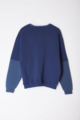 TRENDYOL MAN Lacivert Oversize/Genis Kesim Renk Bloklu Ici Polarl? Basic Sweatshirt TMNAW25SW00013 - Trendyolmilla фото 7