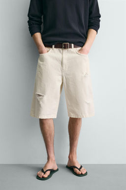 BERMUDA DENIM BAGGY FIT / Blanco roto - Zara фото 2