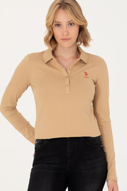 U. S. Polo Assn Женская базовая толстовка с воротником-поло песочного цвета - U.s. polo assn фото 15