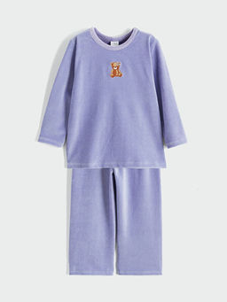 Ay?c?k Bask?l? K?z ?ocuk Pijama Tak?m?