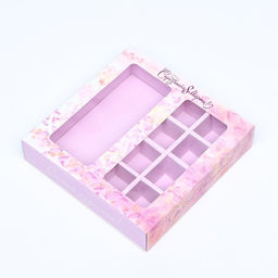 Цена за 2 шт. Коробка для 8 конфет шоколад, с окном, С 8 Марта 17.7?17.8?3.8 см