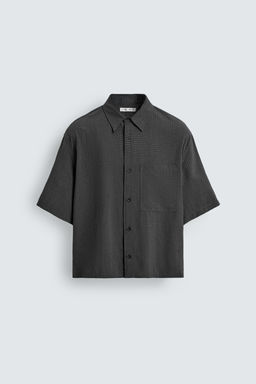 CAMISA FLUIDA ESTRUCTURA CUADROS / Negro - Zara фото 6