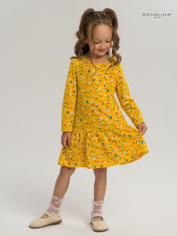 Платье Алиса дл/р цветы на горчице - Sovalina фото 2