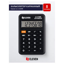 Калькулятор карманный ELEVEN LC-210NR, черный, 8-разрядный, 64*98*12мм