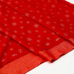 Лоскут Велюр на красном фоне, белые снежинки, 100 ? 180 см