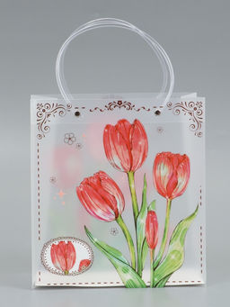 Пакет подарочный прозрачный, "Тюльпаны", 22 х 10 х 24 см