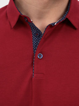 Джемпер мужской с воротником поло короткий рукав GREG G144-KO1246T-SAS5068 (бордо)  фото 2
