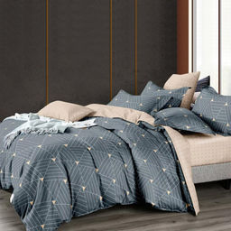 Простыня Евростандарт Геометрия графит 240х220см, поплин Премиум Пакистан 125г/м2, хлопок 100%, упаковка классическая ПВХ 28х41см, Домашняя мода (Россия)