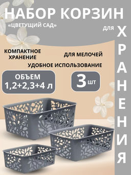 Набор корзин Leaves 3шт. арт. С44804