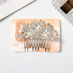 Гребень для волос QF «Сафьян», цветы, 7×8 см, серебро