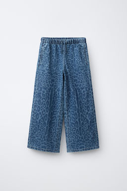 JEANS WIDE LEG ANIMAL PRINT / Azul