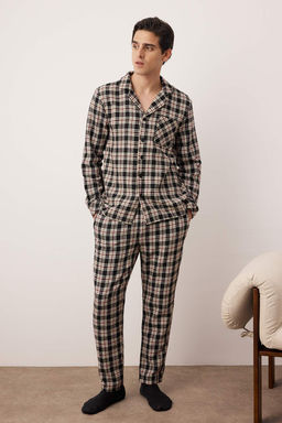 TRENDYOL MAN Siyah Regular Fit Ekose Dokuma Pijama Tak?m? TMNAW22PT1078 - Trendyolmilla фото 7