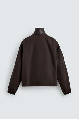 CAZADORA PIEL ANTE BOLSILLOS / Gris / Tostado