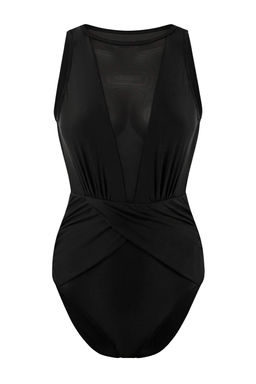 Siyah Halter Yaka Kapl? Mesh Detayl? Regular Mayo TBESS26MA00027 - Trendyolmilla фото 6