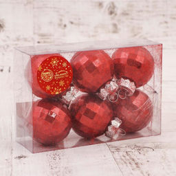 Ёлочные игрушки Диодора, шары новогодние, набор 6 шт., d=6 см, красный - Зимнее волшебство фото 2