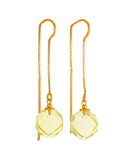 Яркие продевные серьги Баккара с гранёным лимонным янтарём