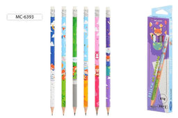 Цена за 5 шт. Карандаш ч/гр. BASIR "Лиса", HB, с ластиком (МС-6393) корпус с рисунком