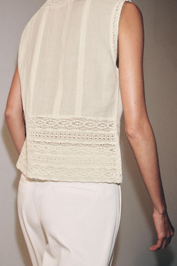 BLUSA PUNTILLA MANGA SISA ZW COLLECTION / Crudo - Zara фото 5