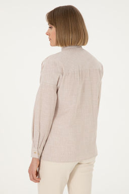 Женская рубашка песочного цвета с длинным рукавом Неожиданная скидка в корзине - U.s. polo assn фото 5